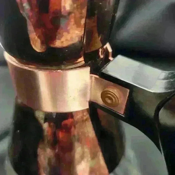 Vintage MCM Stanhome 8 Cup Coffee Carafe Copper Accents Stylized Black Handle - Picture 10 of 10